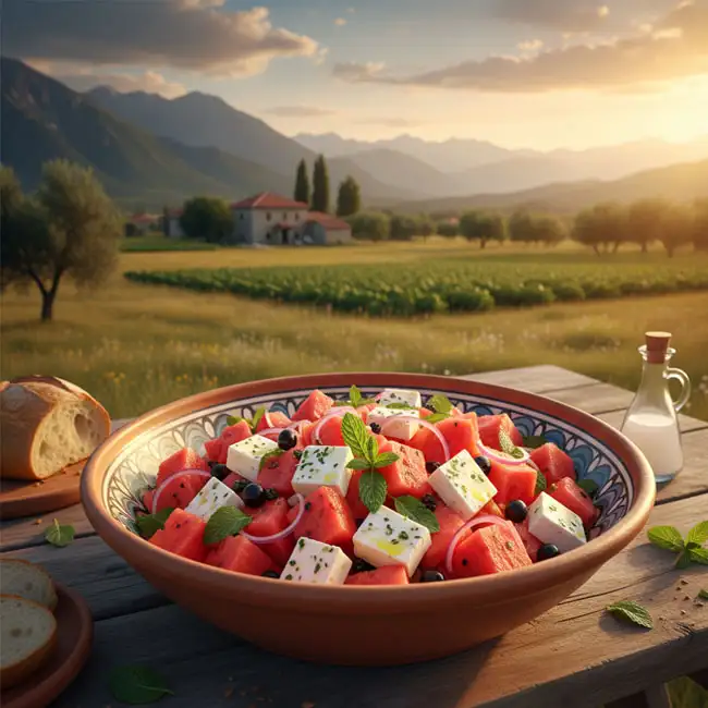 Albanian Watermelon & Feta Salad – Best salad recipe from Albania