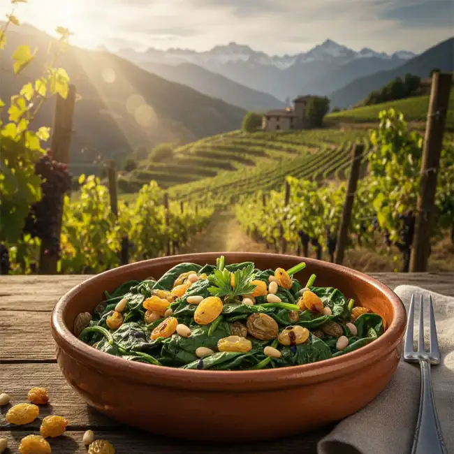 Spinach with Raisins & Pine Nuts – Famous salad recipe from Andorra