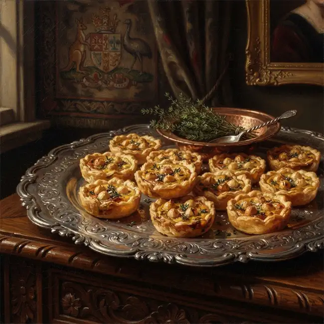 The Estate's Golden Macadamia & Wild Thyme Savoury Tartlets – royal court side-bites snack recipe from Australia