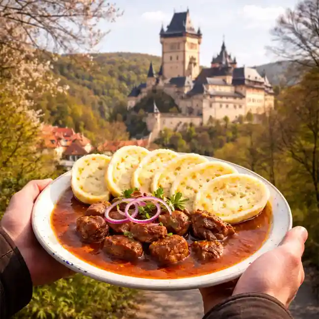 Classic Czech Goulash with Bread Dumplings – Affordable main dish recipe from Czechia