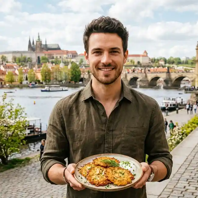 Crispy Czech Potato Pancakes Bramboráky – Budget-Friendly snack recipe from Czechia