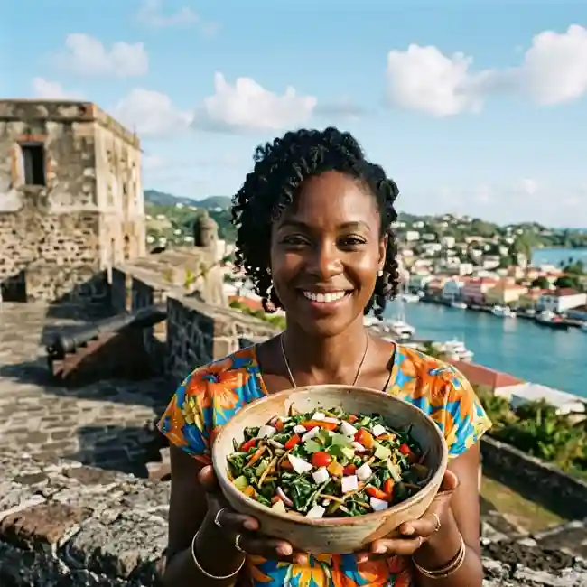 Callaloo & Coconut Fresh Salad – Healthy salad recipe from Grenada