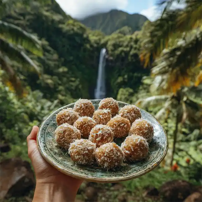 Spiced Cassava & Coconut Balls – Lifestyle snack recipe from Grenada