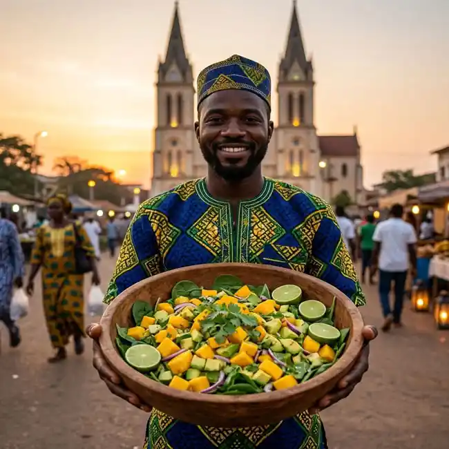 Avocado Mango & Spinach Salad with Lime – Fast salad recipe from Guinea