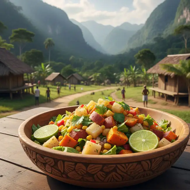 Guyanese Cassava & Vegetable Salad – Vegetarian salad recipe from Guyana