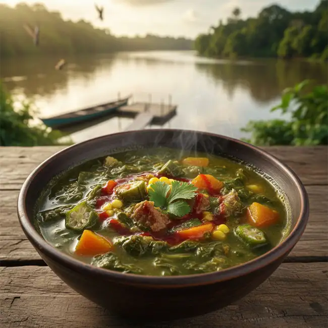 Nourishing Guyanese Callaloo & Vegetable Soup – Vegetarian main dish recipe from Guyana