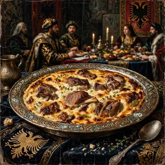 Noble Albanian Lamb with Baked Yogurt – imperial main dish recipe from Albania