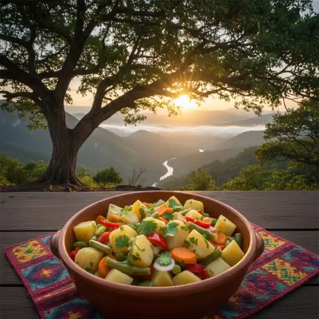 Light Potato and Vegetable Salad – Vegetarian salad recipe from Paraguay