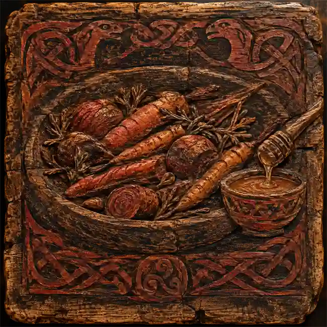 Viking Hearth Honey-Roasted Sweet Roots - Mjodr Roots – wild earth sweets and foraged bites recipe from Proto-Nordic Tribes