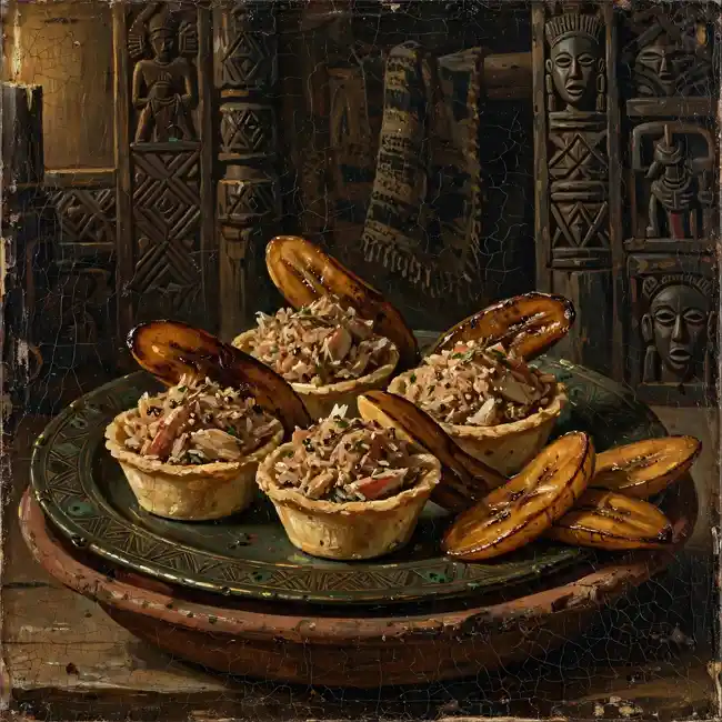 Royal Gabonese Plantain & Spiced Crab Court Tartlets – royal court side-bites snack recipe from Gabon