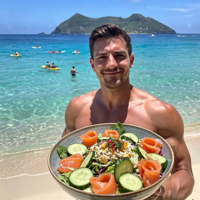 Tropical Cucumber & Smoked Salmon Keto Salad – Sugar-Free salad recipe from Saint Kitts and Nevis
