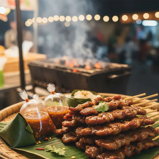 Thai Grilled Pork Skewers – Traditional snack recipe from Thai